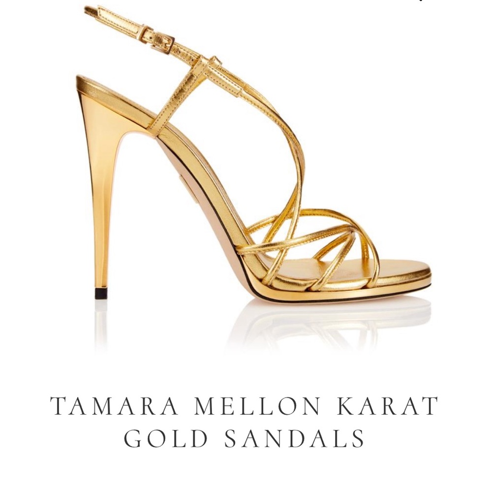 Metallic Karat gold High-heel Platform Strappy Sandals- worn once!
